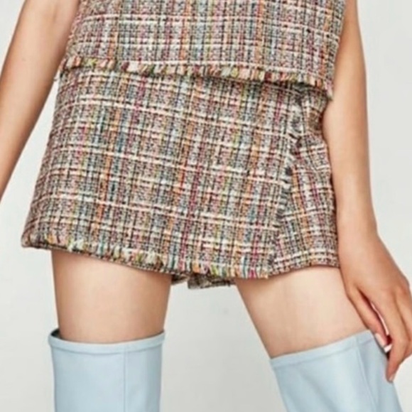 Zara Multi-Color Tweed Short Sleeve Top & Skort - Picture 3 of 12
